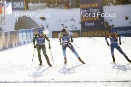 15.12.2018, Hochfilzen, Austria (AUT): Lukas Hofer (ITA), Benjamin Weger (SUI), Alexander Loginov (RUS), (l-r) - IBU world cup biathlon, pursuit men, Hochfilzen (AUT). www.nordicfocus.com. © Manzoni/NordicFocus. Every downloaded picture is fee-liable.