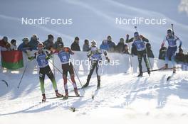 15.12.2018, Hochfilzen, Austria (AUT): Klemen Bauer (SLO), Dominik Landertinger (AUT), Florent Claude (BEL), Erik Lesser (GER), Benjamin Weger (SUI), (l-r) - IBU world cup biathlon, pursuit men, Hochfilzen (AUT). www.nordicfocus.com. © Manzoni/NordicFocus. Every downloaded picture is fee-liable.