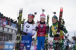 15.12.2018, Hochfilzen, Austria (AUT): Paulina Fialkova (SVK), Kaisa Makarainen (FIN), Dorothea Wierer (ITA), (l-r) - IBU world cup biathlon, pursuit women, Hochfilzen (AUT). www.nordicfocus.com. © Manzoni/NordicFocus. Every downloaded picture is fee-liable.