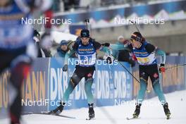 16.12.2018, Hochfilzen, Austria (AUT): Simon Desthieux (FRA), Quentin Fillon Maillet (FRA), (l-r) - IBU world cup biathlon, relay men, Hochfilzen (AUT). www.nordicfocus.com. © Manzoni/NordicFocus. Every downloaded picture is fee-liable.