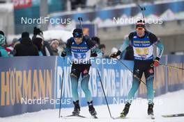 16.12.2018, Hochfilzen, Austria (AUT): Simon Desthieux (FRA), Quentin Fillon Maillet (FRA), (l-r) - IBU world cup biathlon, relay men, Hochfilzen (AUT). www.nordicfocus.com. © Manzoni/NordicFocus. Every downloaded picture is fee-liable.