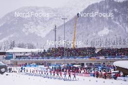 16.12.2018, Hochfilzen, Austria (AUT): Lisa Vittozzi (ITA), Linn Persson (SWE), Vanessa Hinz (GER), Aita Gasparin (SUI), Lisa Theresa Hauser (AUT), (l-r) - IBU world cup biathlon, relay women, Hochfilzen (AUT). www.nordicfocus.com. © Manzoni/NordicFocus. Every downloaded picture is fee-liable.