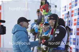 14.12.2018, Hochfilzen, Austria (AUT): Klaus Leistner (AUT) IBU vice president responsible for finance, Julian Eberhard (AUT), (l-r) - IBU world cup biathlon, sprint men, Hochfilzen (AUT). www.nordicfocus.com. © Manzoni/NordicFocus. Every downloaded picture is fee-liable.