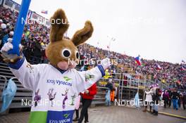 23.12.2018, Nove Mesto, Czech Republic (CZE): Event Feature: mascot with fans  - IBU world cup biathlon, mass men, Nove Mesto (CZE). www.nordicfocus.com. © Manzoni/NordicFocus. Every downloaded picture is fee-liable.