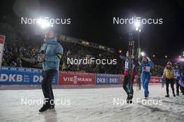 22.12.2018, Nove Mesto, Czech Republic (CZE): Borut Nunar (SLO) IBU Race Director World Cup, Marte Olsbu Roeiseland (NOR), Hanna Oeberg (SWE), Dorothea Wierer (ITA), (l-r) - IBU world cup biathlon, pursuit women, Nove Mesto (CZE). www.nordicfocus.com. © Manzoni/NordicFocus. Every downloaded picture is fee-liable.