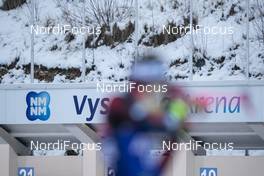 19.12.2018, Nove Mesto, Czech Republic (CZE): Event Feature: undefined athlete competes in front of the Vysocina Arena board - IBU world cup biathlon, training, Nove Mesto (CZE). www.nordicfocus.com. © Manzoni/NordicFocus. Every downloaded picture is fee-liable.