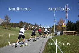 09.10.2018, Ramsau, Austria (AUT): Event Feature: Undefined athletes enter the roller ski track - Nordic Preparation Week, Ramsau (AUT). www.nordicfocus.com. © Manzoni/NordicFocus. Every downloaded picture is fee-liable.