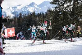 01.01.2018, Lenzerheide, Switzerland (SUI): Florian Notz (GER), Roman Furger (SUI), Janosch Brugger (GER), (l-r)  - FIS world cup cross-country, tour de ski, pursuit men, Lenzerheide (SUI). www.nordicfocus.com. © Modica/NordicFocus. Every downloaded picture is fee-liable.
