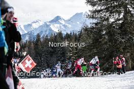 01.01.2018, Lenzerheide, Switzerland (SUI): Iivo Niskanen (FIN), Alexey Chervotkin (RUS), Alex Harvey (CAN), Hans Christer Holund (NOR), (l-r)  - FIS world cup cross-country, tour de ski, pursuit men, Lenzerheide (SUI). www.nordicfocus.com. © Modica/NordicFocus. Every downloaded picture is fee-liable.