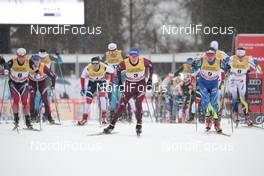 04.01.2018, Oberstdorf, Germany (GER): Martin Johnsrud Sundby (NOR), Hans Christer Holund (NOR), Alexander Bolshunov (RUS), Alexey Poltoranin (KAZ), (l-r)  - FIS world cup cross-country, tour de ski, mass men, Oberstdorf (GER). www.nordicfocus.com. © Modica/NordicFocus. Every downloaded picture is fee-liable.