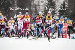 04.01.2018, Oberstdorf, Germany (GER): Calle Halfvarsson (SWE), Alex Harvey (CAN), Dario Cologna (SUI), Martin Johnsrud Sundby (NOR), Francesco De Fabiani (ITA), Jonas Dobler (GER), (l-r)  - FIS world cup cross-country, tour de ski, mass men, Oberstdorf (GER). www.nordicfocus.com. © Modica/NordicFocus. Every downloaded picture is fee-liable.