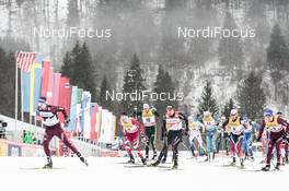 04.01.2018, Oberstdorf, Germany (GER): Dario Cologna (SUI), Alex Harvey (CAN), Sergey Ustiugov (RUS), Thomas Bing (GER), Martin Johnsrud Sundby (NOR), Jean Marc Gaillard (FRA), Daniel Rickardsson (SWE), Alexander Bolshunov (RUS), (l-r)  - FIS world cup cross-country, tour de ski, mass men, Oberstdorf (GER). www.nordicfocus.com. © Modica/NordicFocus. Every downloaded picture is fee-liable.