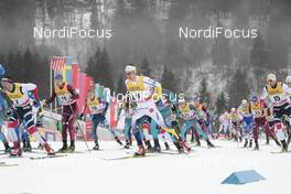 04.01.2018, Oberstdorf, Germany (GER): Hans Christer Holund (NOR), Andrey Larkov (RUS), Marcus Hellner (SWE), Niklas Dyrhaug (NOR), (l-r)  - FIS world cup cross-country, tour de ski, mass men, Oberstdorf (GER). www.nordicfocus.com. © Modica/NordicFocus. Every downloaded picture is fee-liable.