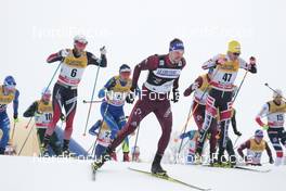 04.01.2018, Oberstdorf, Germany (GER): Martin Johnsrud Sundby (NOR), Alexey Poltoranin (KAZ), Dominik Baldauf (AUT), Sergey Ustiugov (RUS), (l-r)  - FIS world cup cross-country, tour de ski, mass men, Oberstdorf (GER). www.nordicfocus.com. © Modica/NordicFocus. Every downloaded picture is fee-liable.
