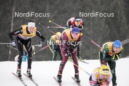 04.01.2018, Oberstdorf, Germany (GER): Candide Pralong (SUI), Alexander Bolshunov (RUS), Lucas Boegl (GER), Dario Cologna (SUI), (l-r)  - FIS world cup cross-country, tour de ski, mass men, Oberstdorf (GER). www.nordicfocus.com. © Modica/NordicFocus. Every downloaded picture is fee-liable.