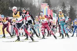 04.01.2018, Oberstdorf, Germany (GER): Martin Johnsrud Sundby (NOR), Dario Cologna (SUI), Alex Harvey (CAN), Maurice Manificat (FRA), (l-r)  - FIS world cup cross-country, tour de ski, mass men, Oberstdorf (GER). www.nordicfocus.com. © Modica/NordicFocus. Every downloaded picture is fee-liable.