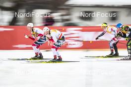 04.01.2018, Oberstdorf, Germany (GER): Sindre Bjoernestad Skar (NOR), Finn Haagen Krogh (NOR), Bernhard Tritscher (AUT), Lucas Boegl (GER), (l-r)  - FIS world cup cross-country, tour de ski, mass men, Oberstdorf (GER). www.nordicfocus.com. © Modica/NordicFocus. Every downloaded picture is fee-liable.