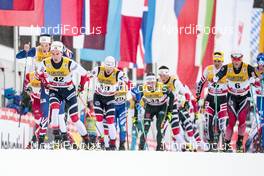 04.01.2018, Oberstdorf, Germany (GER): Didrik Toenseth (NOR), Martin Johnsrud Sundby (NOR), Sindre Bjoernestad Skar (NOR), Sebastian Eisenlauer (GER), Dominik Baldauf (AUT), (l-r)  - FIS world cup cross-country, tour de ski, mass men, Oberstdorf (GER). www.nordicfocus.com. © Modica/NordicFocus. Every downloaded picture is fee-liable.