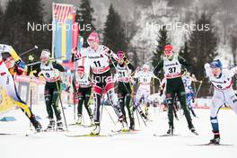 04.01.2018, Oberstdorf, Germany (GER): Sandra Ringwald (GER), Teresa Stadlober (AUT), Pia Fink (GER), Victoria Carl (GER), Kerttu Niskanen (FIN), (l-r)  - FIS world cup cross-country, tour de ski, mass women, Oberstdorf (GER). www.nordicfocus.com. © Modica/NordicFocus. Every downloaded picture is fee-liable.