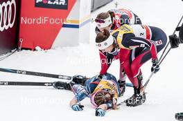 07.01.2018, Val di Fiemme, Italy (ITA): Ingvild Flugstad Oestberg (NOR), Heidi Weng (NOR), Jessica Diggins (USA), (l-r)  - FIS world cup cross-country, tour de ski, final climb women, Val di Fiemme (ITA). www.nordicfocus.com. © Modica/NordicFocus. Every downloaded picture is fee-liable.