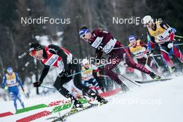 06.01.2018, Val di Fiemme, Italy (ITA): Dario Cologna (SUI), Sergey Ustiugov (RUS), Martin Johnsrud Sundby (NOR), (l-r)  - FIS world cup cross-country, tour de ski, mass men, Val di Fiemme (ITA). www.nordicfocus.com. © Modica/NordicFocus. Every downloaded picture is fee-liable.