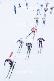 06.01.2018, Val di Fiemme, Italy (ITA): Dario Cologna (SUI), Sergey Ustiugov (RUS), Martin Johnsrud Sundby (NOR), Alex Harvey (CAN), Alexander Bolshunov (RUS), Alexey Poltoranin (KAZ), Hans Christer Holund (NOR), (l-r)  - FIS world cup cross-country, tour de ski, mass men, Val di Fiemme (ITA). www.nordicfocus.com. © Modica/NordicFocus. Every downloaded picture is fee-liable.