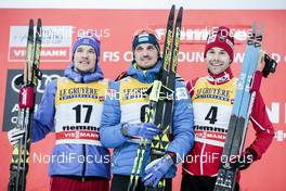 06.01.2018, Val di Fiemme, Italy (ITA): Andrey Larkov (RUS), Alexey Poltoranin (KAZ), Alex Harvey (CAN), (l-r) - FIS world cup cross-country, tour de ski, mass men, Val di Fiemme (ITA). www.nordicfocus.com. © Modica/NordicFocus. Every downloaded picture is fee-liable.