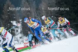 06.01.2018, Val di Fiemme, Italy (ITA): Francesco De Fabiani (ITA), Marcus Hellner (SWE), Jean Marc Gaillard (FRA), (l-r)  - FIS world cup cross-country, tour de ski, mass men, Val di Fiemme (ITA). www.nordicfocus.com. © Modica/NordicFocus. Every downloaded picture is fee-liable.
