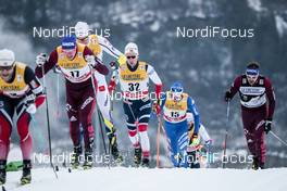 06.01.2018, Val di Fiemme, Italy (ITA): Andrey Larkov (RUS), Didrik Toenseth (NOR), Francesco De Fabiani (ITA), Sergey Ustiugov (RUS), (l-r)  - FIS world cup cross-country, tour de ski, mass men, Val di Fiemme (ITA). www.nordicfocus.com. © Modica/NordicFocus. Every downloaded picture is fee-liable.