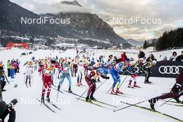 06.01.2018, Val di Fiemme, Italy (ITA): The start of the race   - FIS world cup cross-country, tour de ski, mass men, Val di Fiemme (ITA). www.nordicfocus.com. © Modica/NordicFocus. Every downloaded picture is fee-liable.