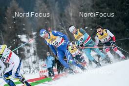 06.01.2018, Val di Fiemme, Italy (ITA): Francesco De Fabiani (ITA), Jean Marc Gaillard (FRA), Emil Iversen (NOR), (l-r)  - FIS world cup cross-country, tour de ski, mass men, Val di Fiemme (ITA). www.nordicfocus.com. © Modica/NordicFocus. Every downloaded picture is fee-liable.