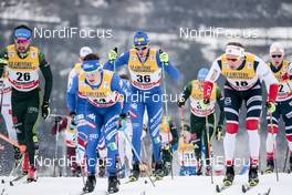 06.01.2018, Val di Fiemme, Italy (ITA): Giandomenico Salvadori (ITA), Dietmar Noeckler (ITA), Niklas Dyrhaug (NOR), (l-r)  - FIS world cup cross-country, tour de ski, mass men, Val di Fiemme (ITA). www.nordicfocus.com. © Modica/NordicFocus. Every downloaded picture is fee-liable.