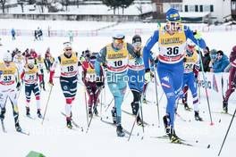 06.01.2018, Val di Fiemme, Italy (ITA): Niklas Dyrhaug (NOR), Maurice Manificat (FRA), Dietmar Noeckler (ITA), (l-r)  - FIS world cup cross-country, tour de ski, mass men, Val di Fiemme (ITA). www.nordicfocus.com. © Modica/NordicFocus. Every downloaded picture is fee-liable.