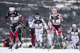 06.01.2018, Val di Fiemme, Italy (ITA): Heidi Weng (NOR), Krista Parmakoski (FIN), Teresa Stadlober (AUT), Anna Haag (SWE), (l-r)  - FIS world cup cross-country, tour de ski, mass women, Val di Fiemme (ITA). www.nordicfocus.com. © Modica/NordicFocus. Every downloaded picture is fee-liable.