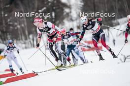 06.01.2018, Val di Fiemme, Italy (ITA): Teresa Stadlober (AUT), Heidi Weng (NOR), (l-r)  - FIS world cup cross-country, tour de ski, mass women, Val di Fiemme (ITA). www.nordicfocus.com. © Modica/NordicFocus. Every downloaded picture is fee-liable.