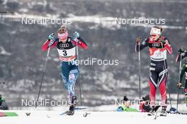 06.01.2018, Val di Fiemme, Italy (ITA): Jessica Diggins (USA), +=1+, Ingvild Flugstad Oestberg (NOR), (l-r)  - FIS world cup cross-country, tour de ski, mass women, Val di Fiemme (ITA). www.nordicfocus.com. © Modica/NordicFocus. Every downloaded picture is fee-liable.