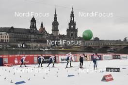 13.01.2018, Dresden, Germany (GER): Sophie Caldwell (USA), Laurien Van Der Graaff (SUI), Stina Nilsson (SWE) - FIS world cup cross-country, individual sprint, Dresden (GER). www.nordicfocus.com. © Thibaut/NordicFocus. Every downloaded picture is fee-liable.