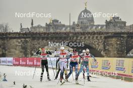 13.01.2018, Dresden, Germany (GER): Hanna Kolb (GER), Hanna Falk (SWE), Sophie Caldwell (USA), Aurore Jean (FRA) - FIS world cup cross-country, individual sprint, Dresden (GER). www.nordicfocus.com. © Thibaut/NordicFocus. Every downloaded picture is fee-liable.