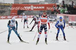 13.01.2018, Dresden, Germany (GER): Lucas Chanavat (FRA), Johannes Hoesflot Klaebo (NOR), Federico Pellegrino (ITA) - FIS world cup cross-country, individual sprint, Dresden (GER). www.nordicfocus.com. © Thibaut/NordicFocus. Every downloaded picture is fee-liable.