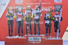 14.01.2018, Dresden, Germany (GER): Stina Nilsson (SWE), Hanna Falk (SWE), Ida Ingemarsdotter (SWE), Maja Dahlqvist (SWE), Sophie Caldwell (USA), Ida Sargent (USA), (l-r) - FIS world cup cross-country, team sprint, Dresden (GER). www.nordicfocus.com. © Thibaut/NordicFocus. Every downloaded picture is fee-liable.