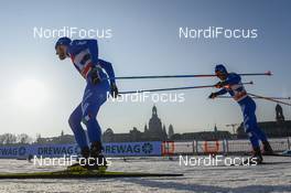 14.01.2018, Dresden, Germany (GER): Giacomo Gabrielli (ITA), Federico Pellegrino (ITA) - FIS world cup cross-country, team sprint, Dresden (GER). www.nordicfocus.com. © Thibaut/NordicFocus. Every downloaded picture is fee-liable.