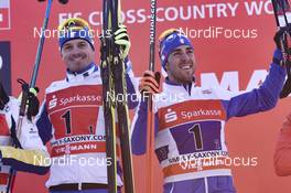 14.01.2018, Dresden, Germany (GER): Dietmar Noeckler (ITA), Federico Pellegrino (ITA) - FIS world cup cross-country, team sprint, Dresden (GER). www.nordicfocus.com. © Thibaut/NordicFocus. Every downloaded picture is fee-liable.