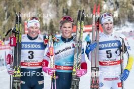 20.01.2018, Planica, Slovenia (SLO): Emil Iversen (NOR), Johannes Hoesflot Klaebo (NOR), Teodor Peterson (SWE), (l-r)  - FIS world cup cross-country, individual sprint, Planica (SLO). www.nordicfocus.com. © Modica/NordicFocus. Every downloaded picture is fee-liable.