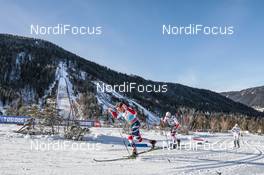 20.01.2018, Planica, Slovenia (SLO): Johannes Hoesflot Klaebo (NOR), Emil Iversen (NOR), Oskar Svensson (SWE), (l-r)  - FIS world cup cross-country, individual sprint, Planica (SLO). www.nordicfocus.com. © Modica/NordicFocus. Every downloaded picture is fee-liable.