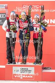 20.01.2018, Planica, Slovenia (SLO): Kathrine Rolsted Harsem (NOR), Stina Nilsson (SWE), Maiken Caspersen Falla (NOR), (l-r), (l-r) - FIS world cup cross-country, individual sprint, Planica (SLO). www.nordicfocus.com. © Modica/NordicFocus. Every downloaded picture is fee-liable.