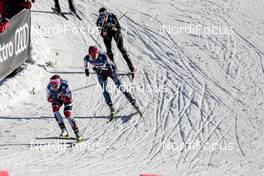 27.01.2018, Seefeld, Austria (AUT): Maiken Caspersen Falla (NOR), Sophie Caldwell (USA), Laurien Van Der Graaff (SUI), (l-r)  - FIS world cup cross-country, individual sprint, Seefeld (AUT). www.nordicfocus.com. © Modica/NordicFocus. Every downloaded picture is fee-liable.