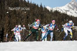 27.01.2018, Seefeld, Austria (AUT): Maja Dahlqvist (SWE), Anne Winkler (GER), Sadie Bjornsen (USA), Maria Nordstroem (SWE), (l-r)  - FIS world cup cross-country, individual sprint, Seefeld (AUT). www.nordicfocus.com. © Modica/NordicFocus. Every downloaded picture is fee-liable.