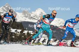27.01.2018, Seefeld, Austria (AUT): Roman Schaad (SUI), Baptiste Gros (FRA), Federico Pellegrino (ITA), (l-r)  - FIS world cup cross-country, individual sprint, Seefeld (AUT). www.nordicfocus.com. © Modica/NordicFocus. Every downloaded picture is fee-liable.