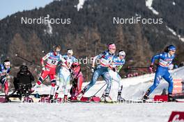 27.01.2018, Seefeld, Austria (AUT): Kathrine Rolsted Harsem (NOR), Sadie Bjornsen (USA), Katja Visnar (SLO), Greta Laurent (ITA), (l-r)  - FIS world cup cross-country, individual sprint, Seefeld (AUT). www.nordicfocus.com. © Modica/NordicFocus. Every downloaded picture is fee-liable.