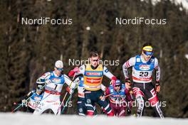 27.01.2018, Seefeld, Austria (AUT): Calle Halfvarsson (SWE), Johannes Hoesflot Klaebo (NOR), Dominik Baldauf (AUT), (l-r)  - FIS world cup cross-country, individual sprint, Seefeld (AUT). www.nordicfocus.com. © Modica/NordicFocus. Every downloaded picture is fee-liable.
